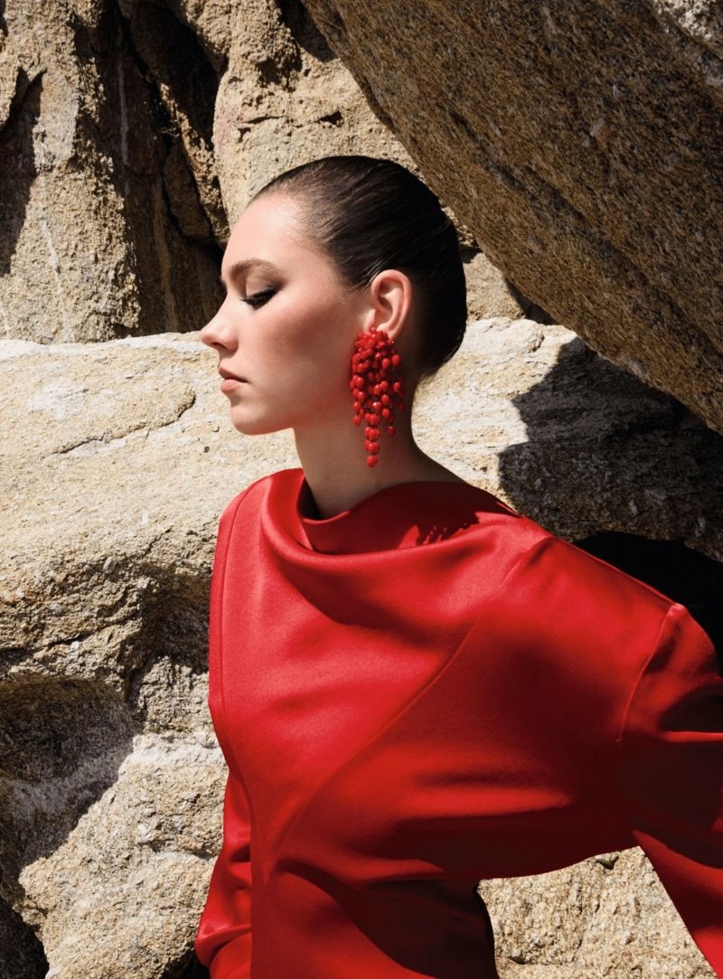 Cherry Red: Greta Bultmann Ignites Harper’s Bazaar Germany